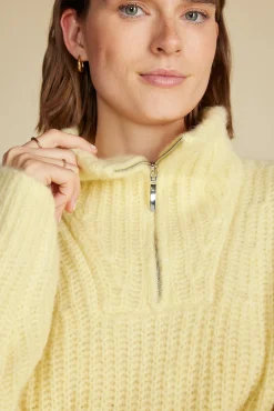 Amour Vert Veronique Chunky Half Zip Pullover Sweater AniseYellow Best