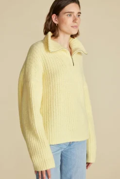 Amour Vert Veronique Chunky Half Zip Pullover Sweater AniseYellow Best