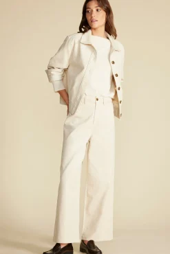 Amour Vert Wide Leg Utility Corduroy Pant Ivory Fashion