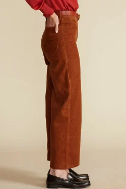 Amour Vert Wide Leg Utility Corduroy Pant AlmondBrown Hot