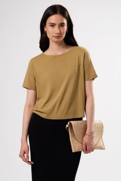 Amour Vert Yvette Silk Knit Tee Elm Clearance