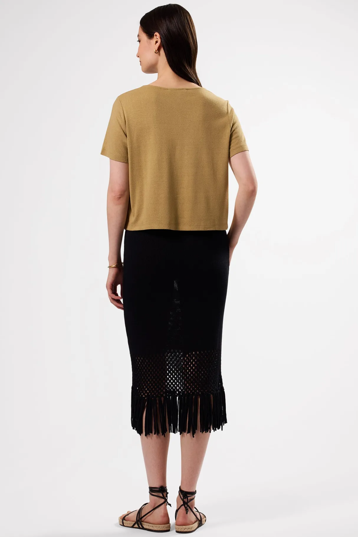 Amour Vert Yvette Silk Knit Tee Elm Clearance