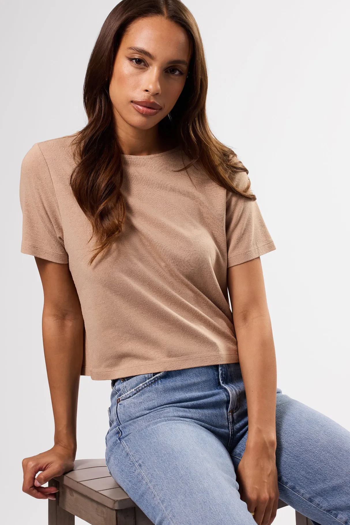 Amour Vert Yvette Silk Knit Tee Sand Clearance