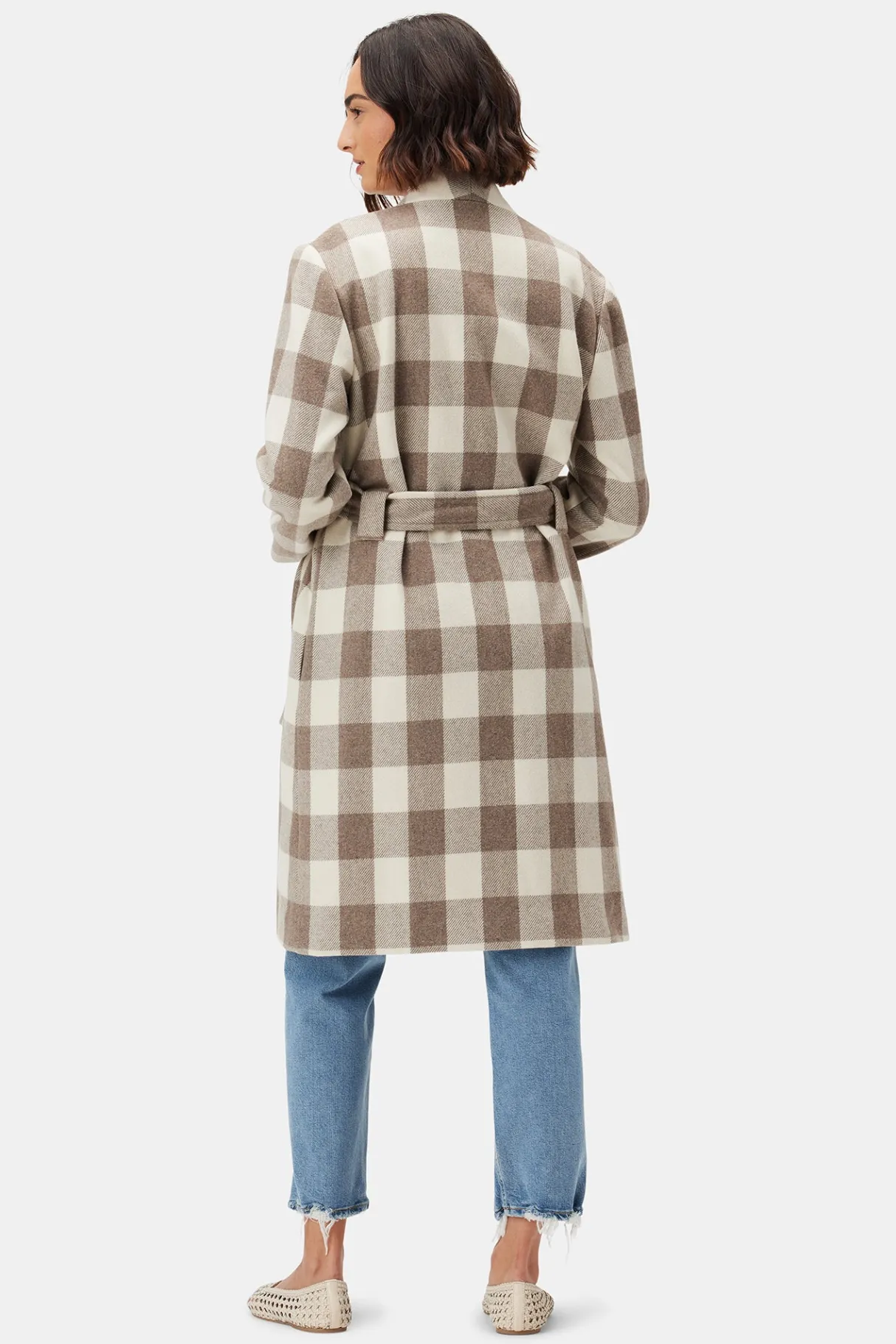 Amour Vert Zuly Wool Twill Coat NaturalBuffaloCheck Best
